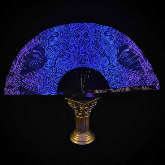 Großer Bambus Rave Fächer mit Holster (UV reaktiv) - Mystic Creatures - Fanmans Fanshop