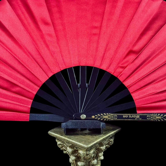 Handmade large bamboo rave fan with holster - Brocade Queen