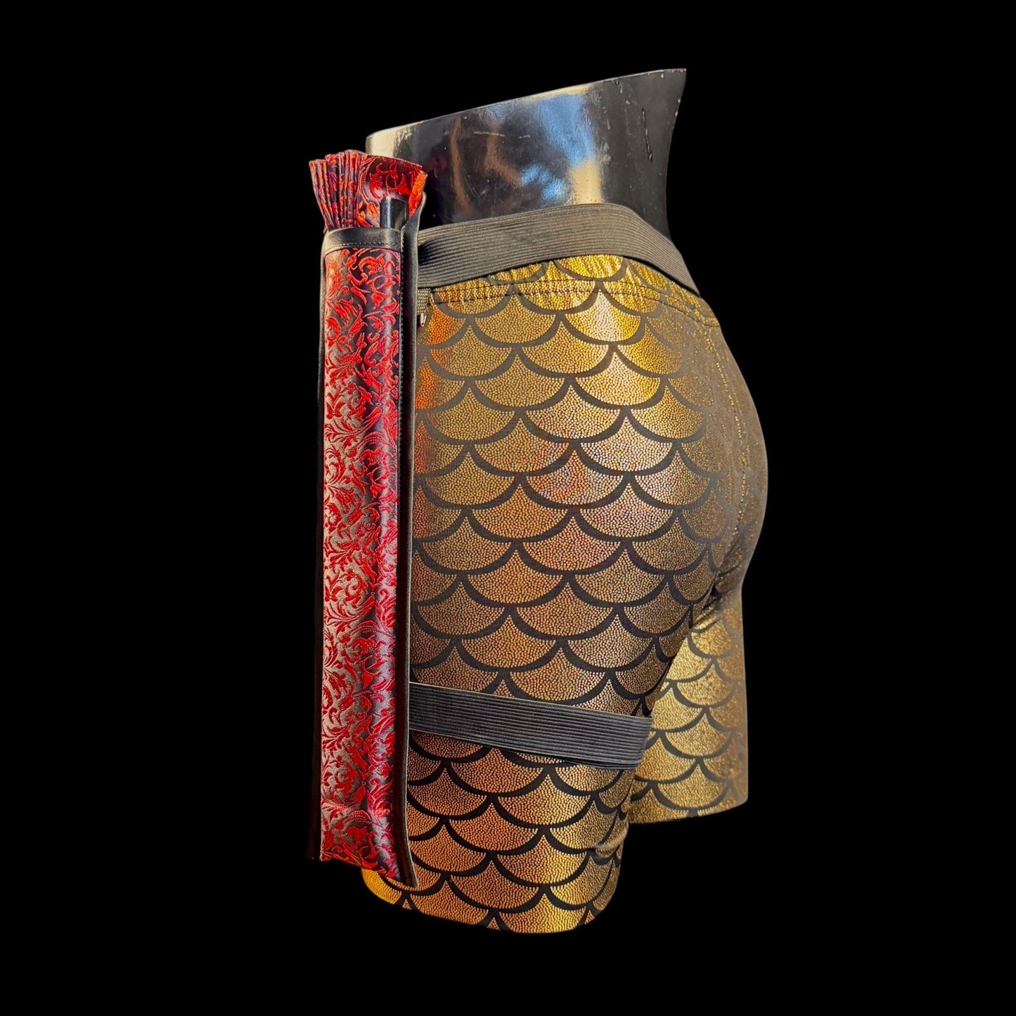 Großer handgefertigter Bambus Rave Fächer mit Holster - Brocade Queen - Fanmans Fanshop