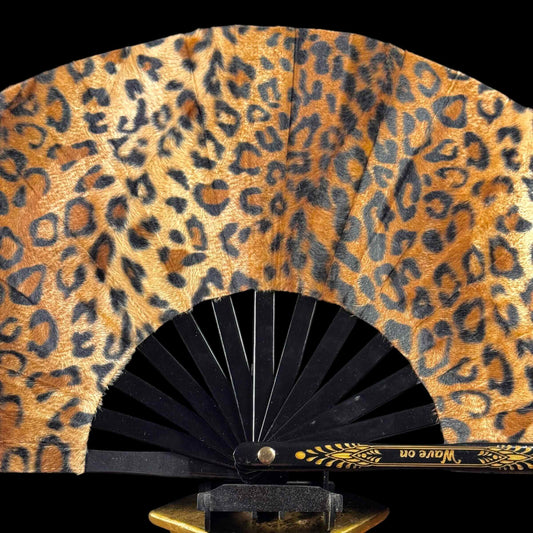 Handmade large bamboo rave fan with holster - Brocade Queen