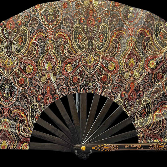 Großer handgefertigter Bambus Rave Fächer mit Holster - Swooshy Royal non - plus - ultra - Fanmans Fanshop