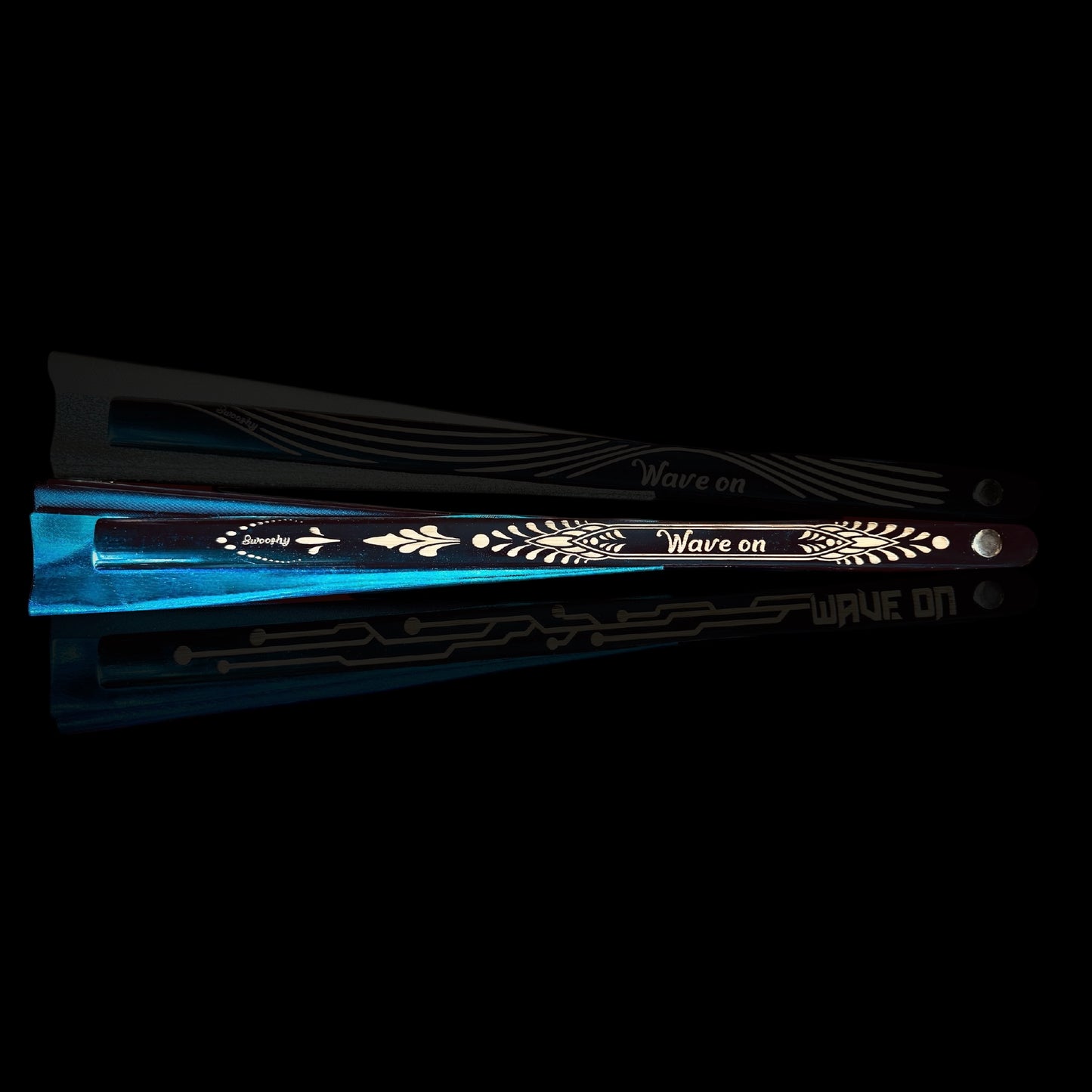 Handmade large bamboo rave fan with holster - Brocade Queen