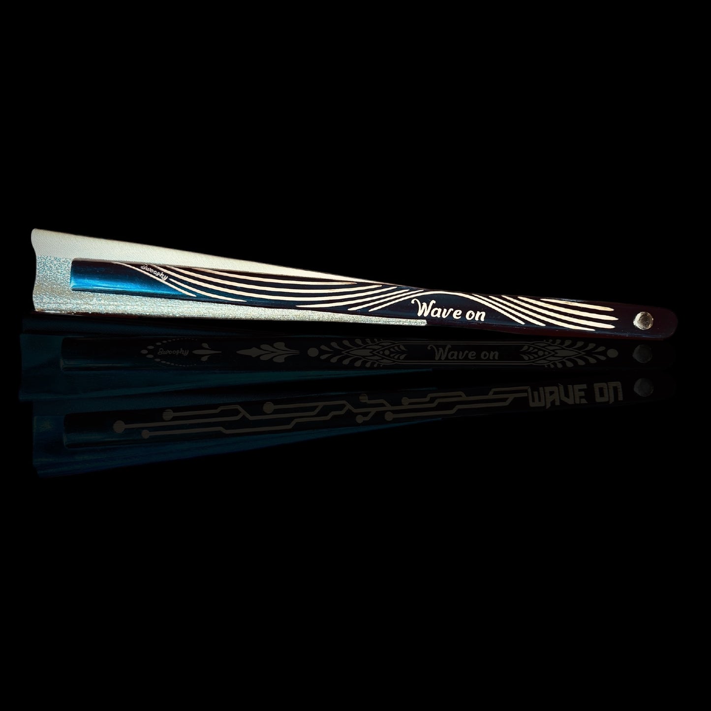 Handmade large bamboo rave fan with holster - Brocade Queen