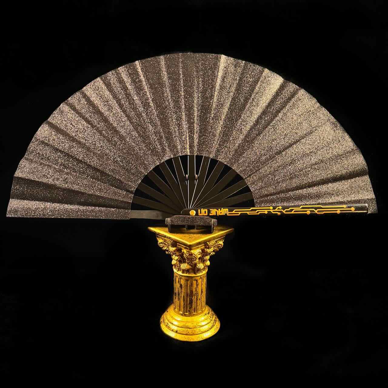 Handmade large bamboo rave fan with holster - Brocade Queen