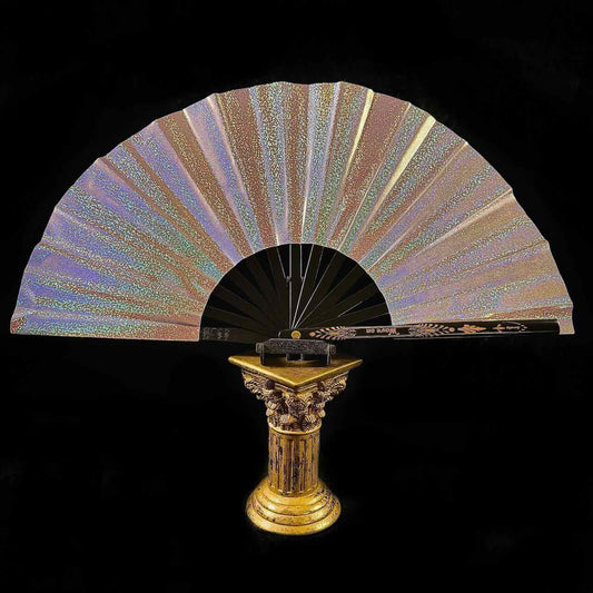 Handmade large bamboo rave fan with holster - Brocade Queen