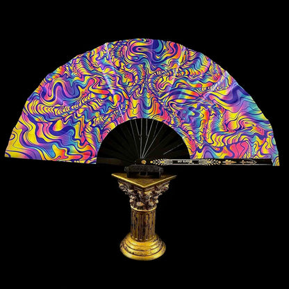 Handmade large bamboo rave fan with holster - Brocade Queen