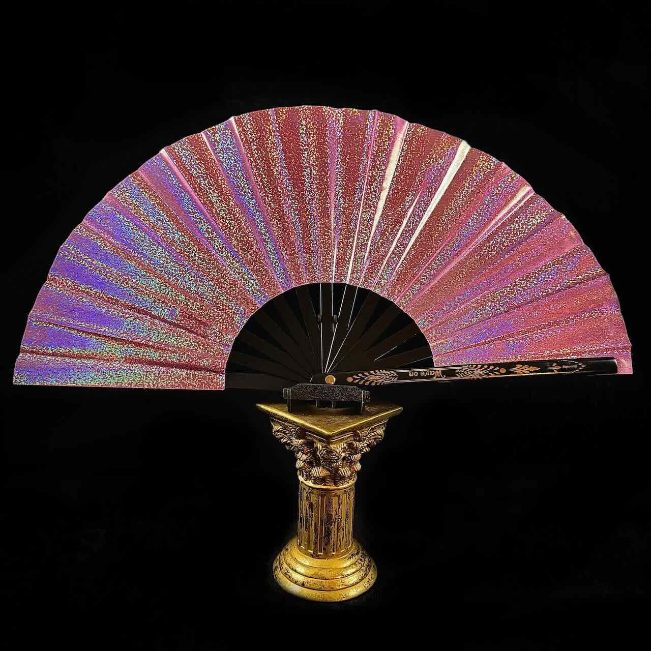 Handmade large bamboo rave fan with holster - Brocade Queen