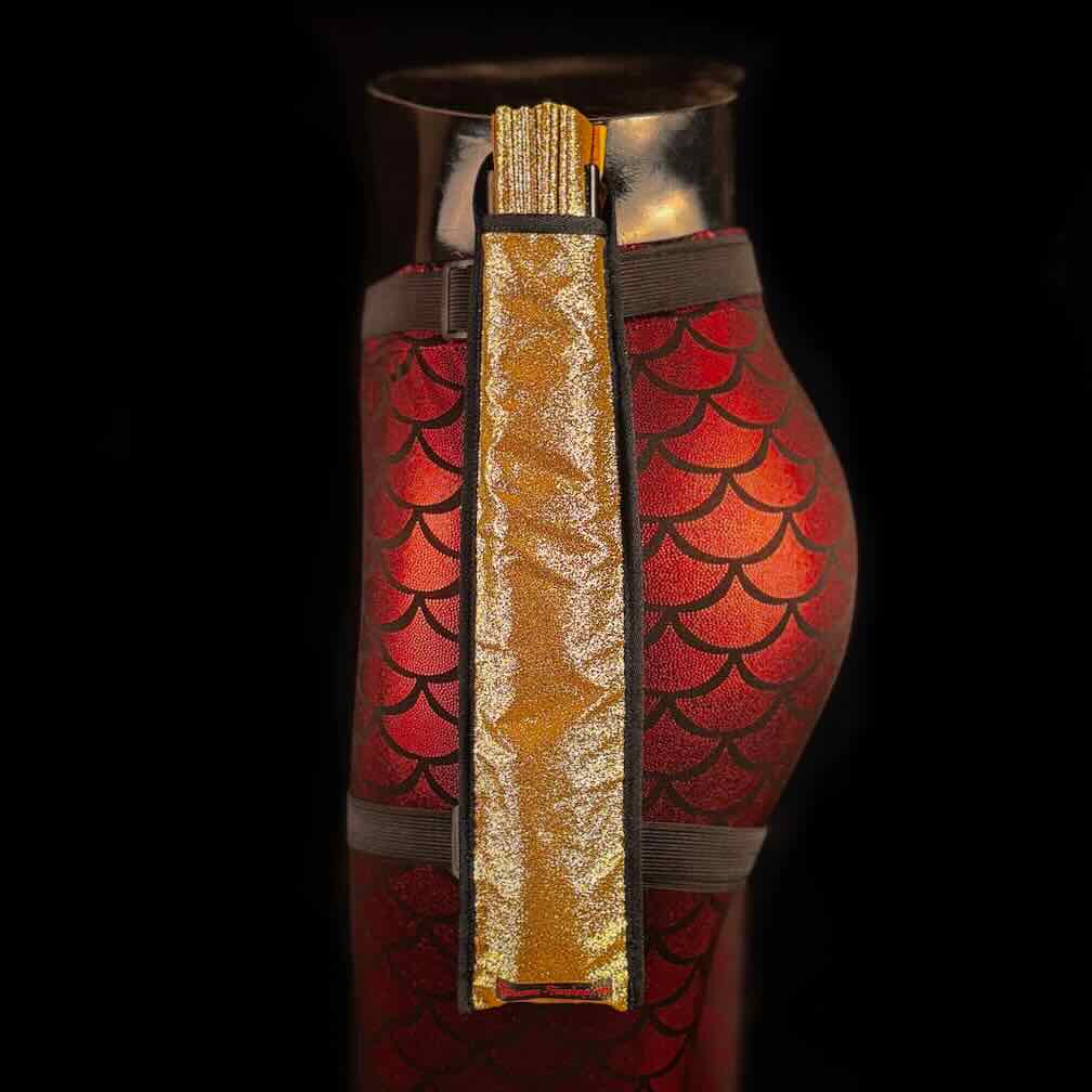 Handmade large bamboo rave fan with holster - Brocade Queen