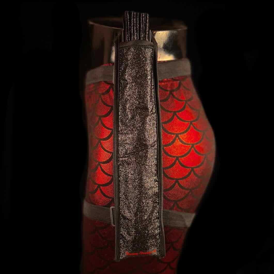 Handmade large bamboo rave fan with holster - Brocade Queen