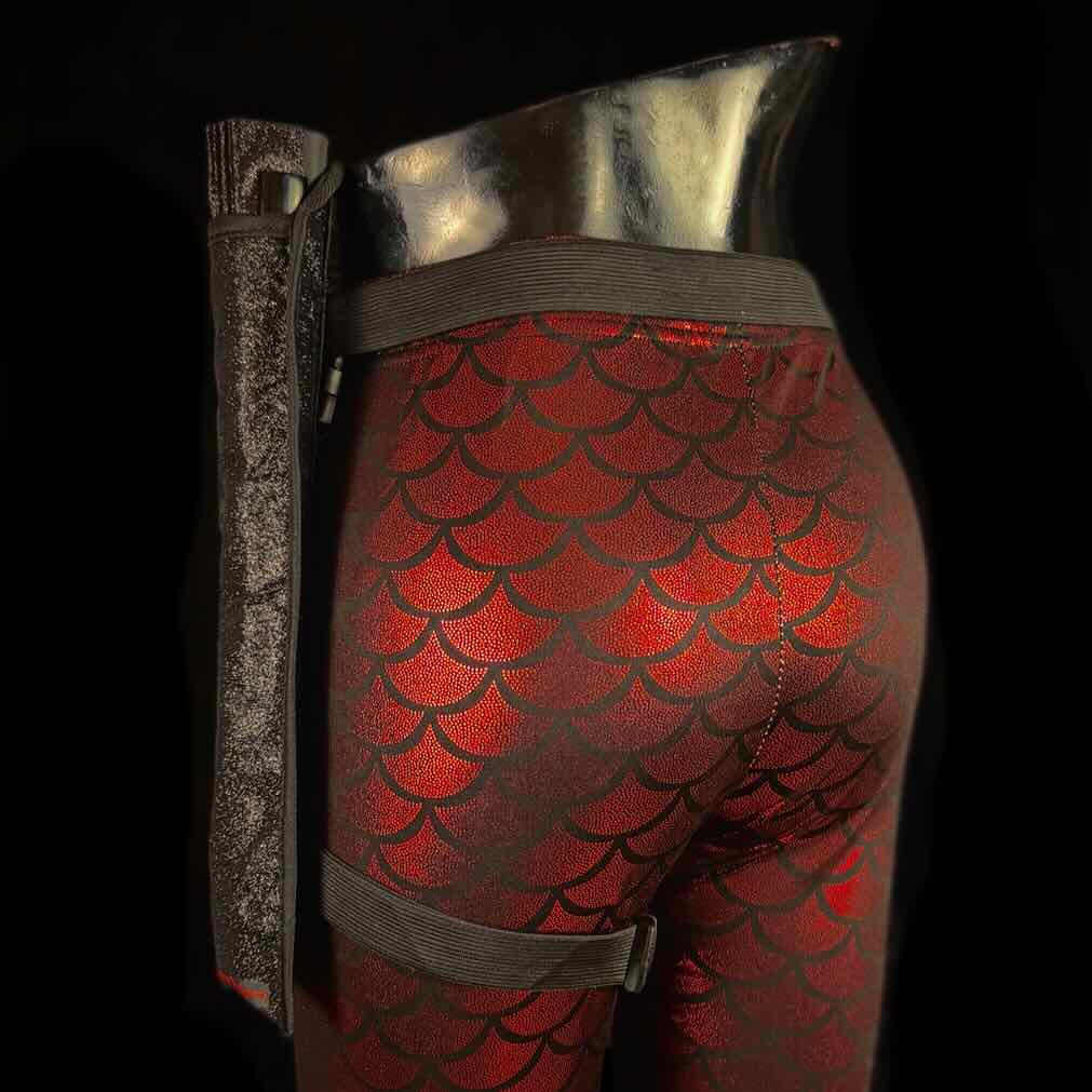 Handmade large bamboo rave fan with holster - Brocade Queen