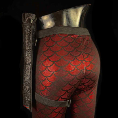 Handmade large bamboo rave fan with holster - Brocade Queen