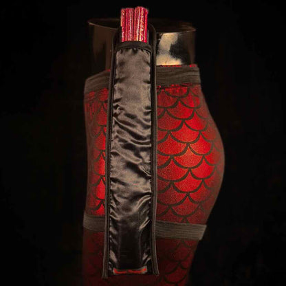 Handmade large bamboo rave fan with holster - Brocade Queen