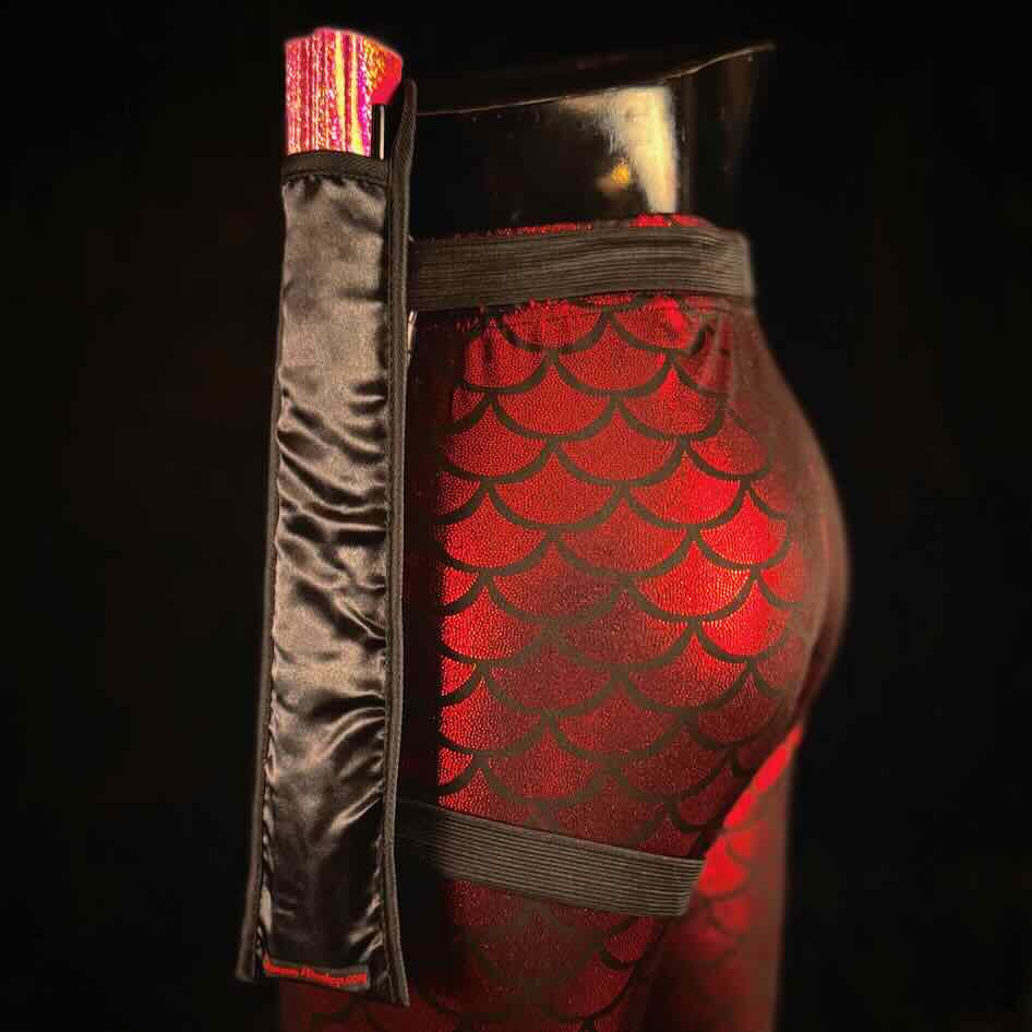 Handmade large bamboo rave fan with holster - Brocade Queen