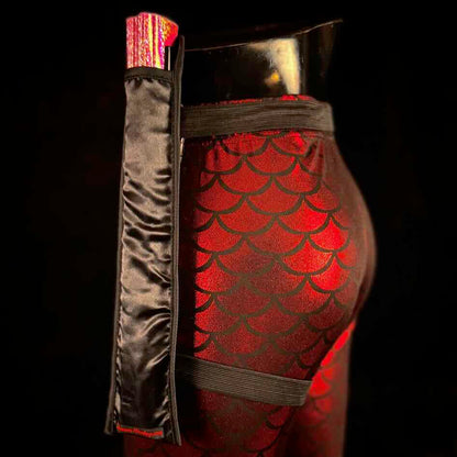 Handmade large bamboo rave fan with holster - Brocade Queen