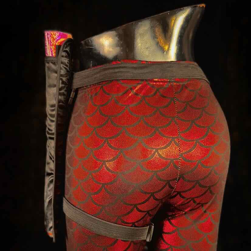 Handmade large bamboo rave fan with holster - Brocade Queen