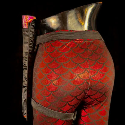 Handmade large bamboo rave fan with holster - Brocade Queen