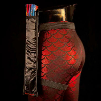 Handmade large bamboo rave fan with holster - Brocade Queen