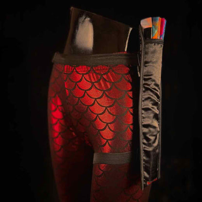 Handmade large bamboo rave fan with holster - Brocade Queen