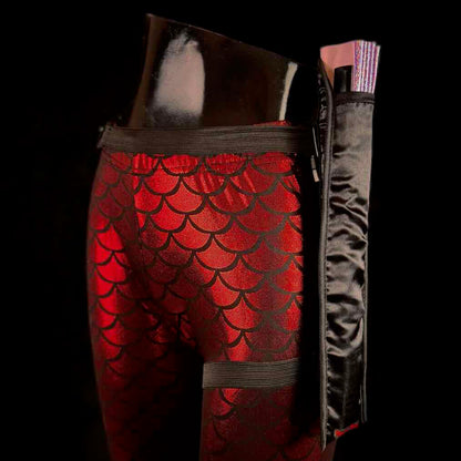 Handmade large bamboo rave fan with holster - Brocade Queen