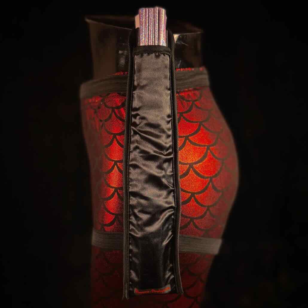 Handmade large bamboo rave fan with holster - Brocade Queen