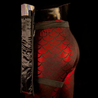 Handmade large bamboo rave fan with holster - Brocade Queen