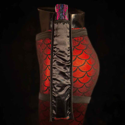 Handmade large bamboo rave fan with holster - Brocade Queen