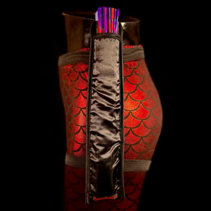 Handmade large bamboo rave fan with holster - Brocade Queen