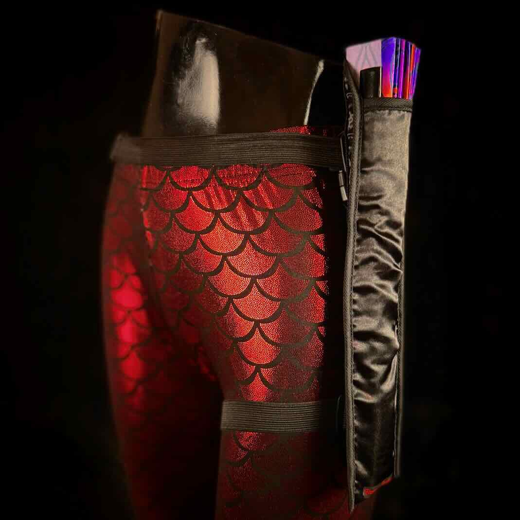 Handmade large bamboo rave fan with holster - Brocade Queen