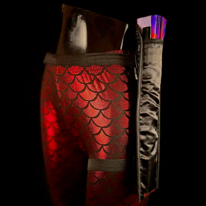 Handmade large bamboo rave fan with holster - Brocade Queen