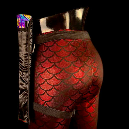 Handmade large bamboo rave fan with holster - Brocade Queen