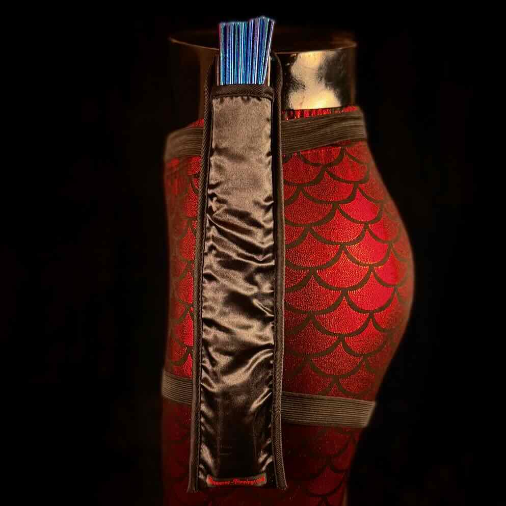 Handmade large bamboo rave fan with holster - Brocade Queen