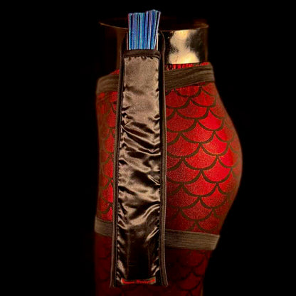 Handmade large bamboo rave fan with holster - Brocade Queen