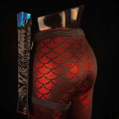 Handmade large bamboo rave fan with holster - Brocade Queen