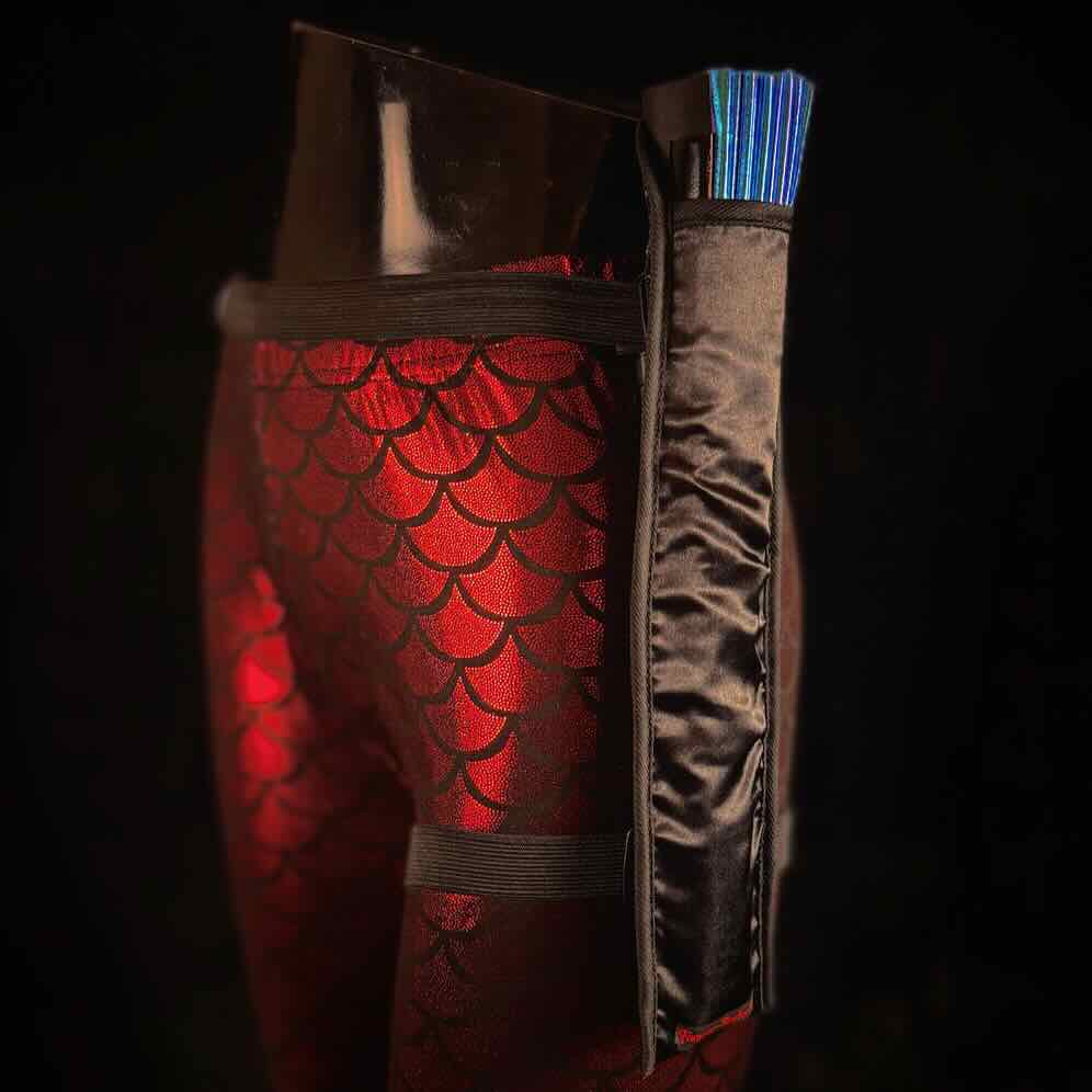 Handmade large bamboo rave fan with holster - Brocade Queen