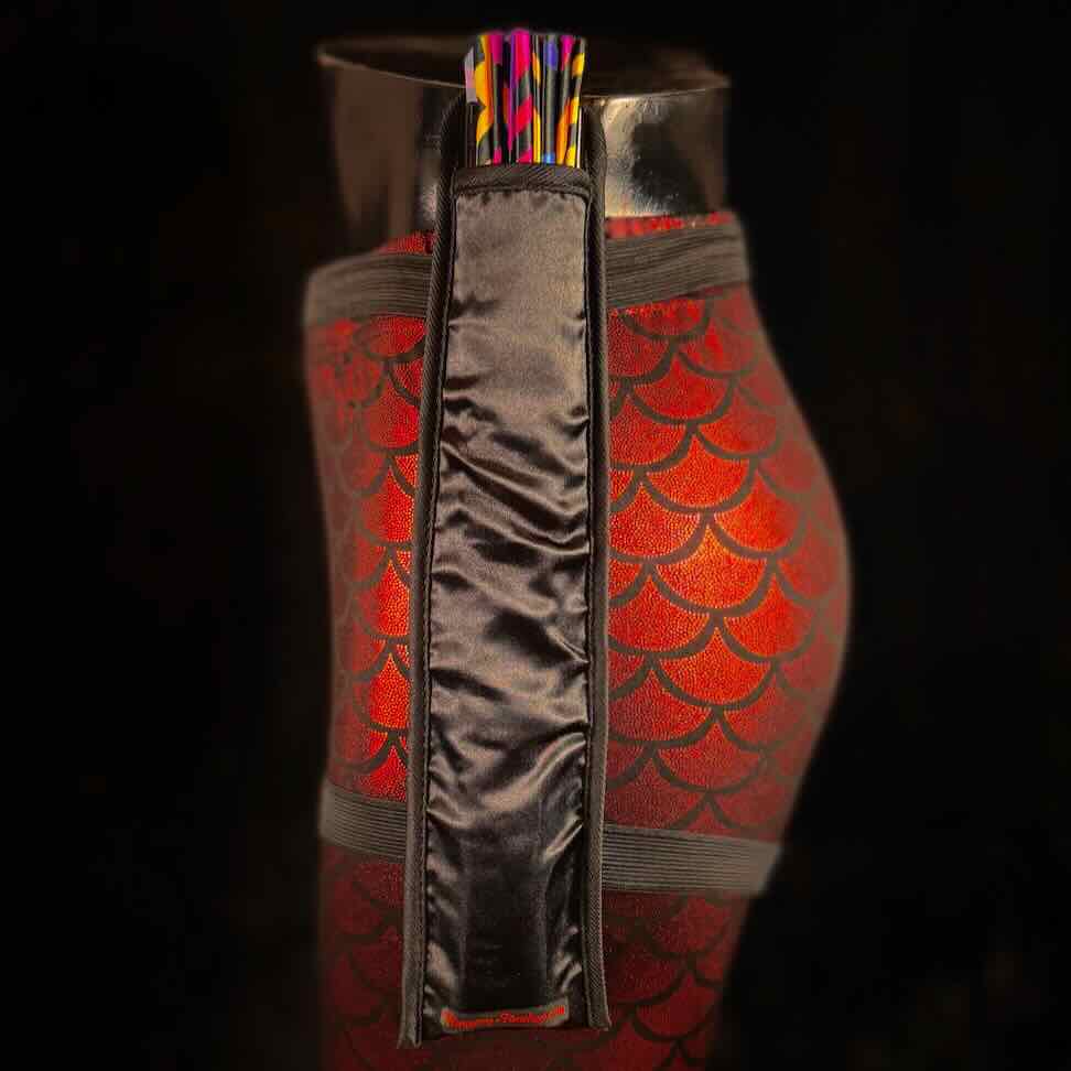 Handmade large bamboo rave fan with holster - Brocade Queen