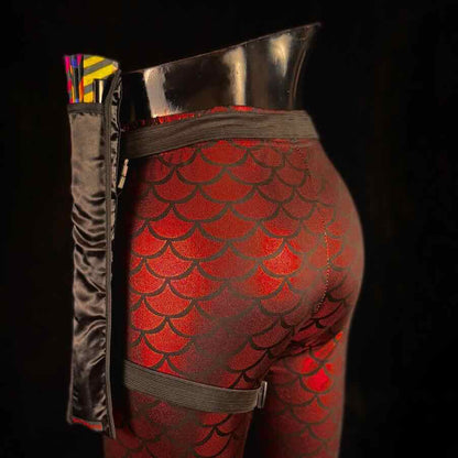 Handmade large bamboo rave fan with holster - Brocade Queen