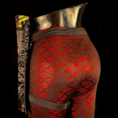 Handmade large bamboo rave fan with holster - Brocade Queen