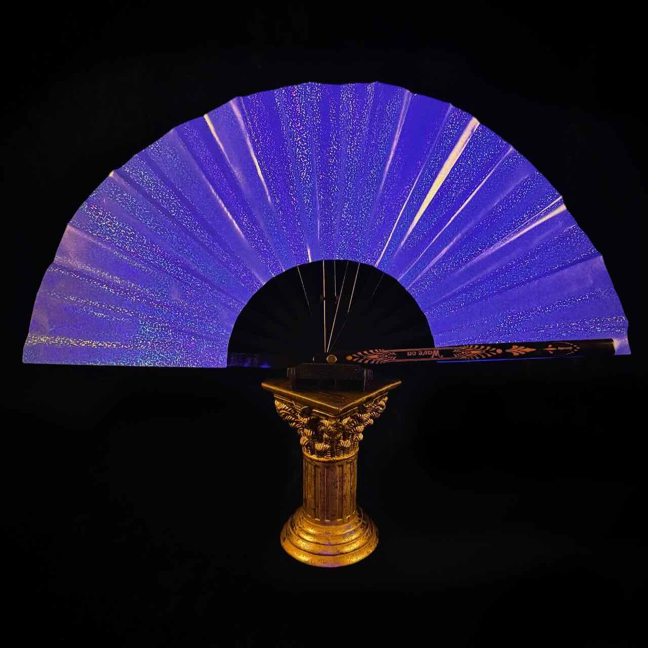 Handmade large bamboo rave fan with holster - Brocade Queen