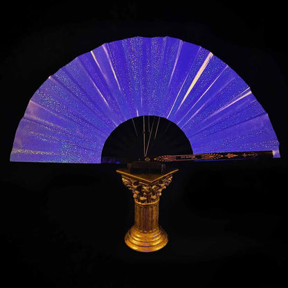 Handmade large bamboo rave fan with holster - Brocade Queen