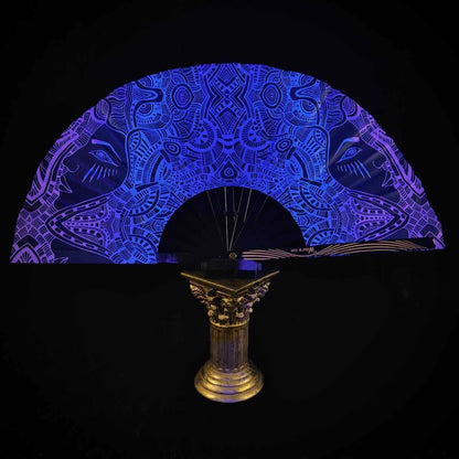 Handmade large bamboo rave fan with holster - Brocade Queen