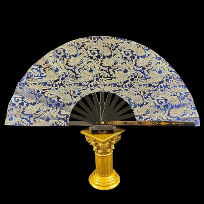 Handmade large bamboo rave fan with holster - Brocade Queen