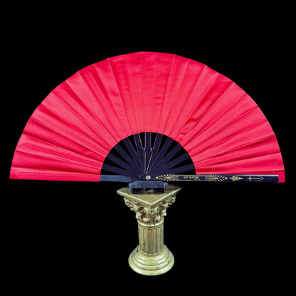 Handmade large bamboo rave fan with holster - Brocade Queen