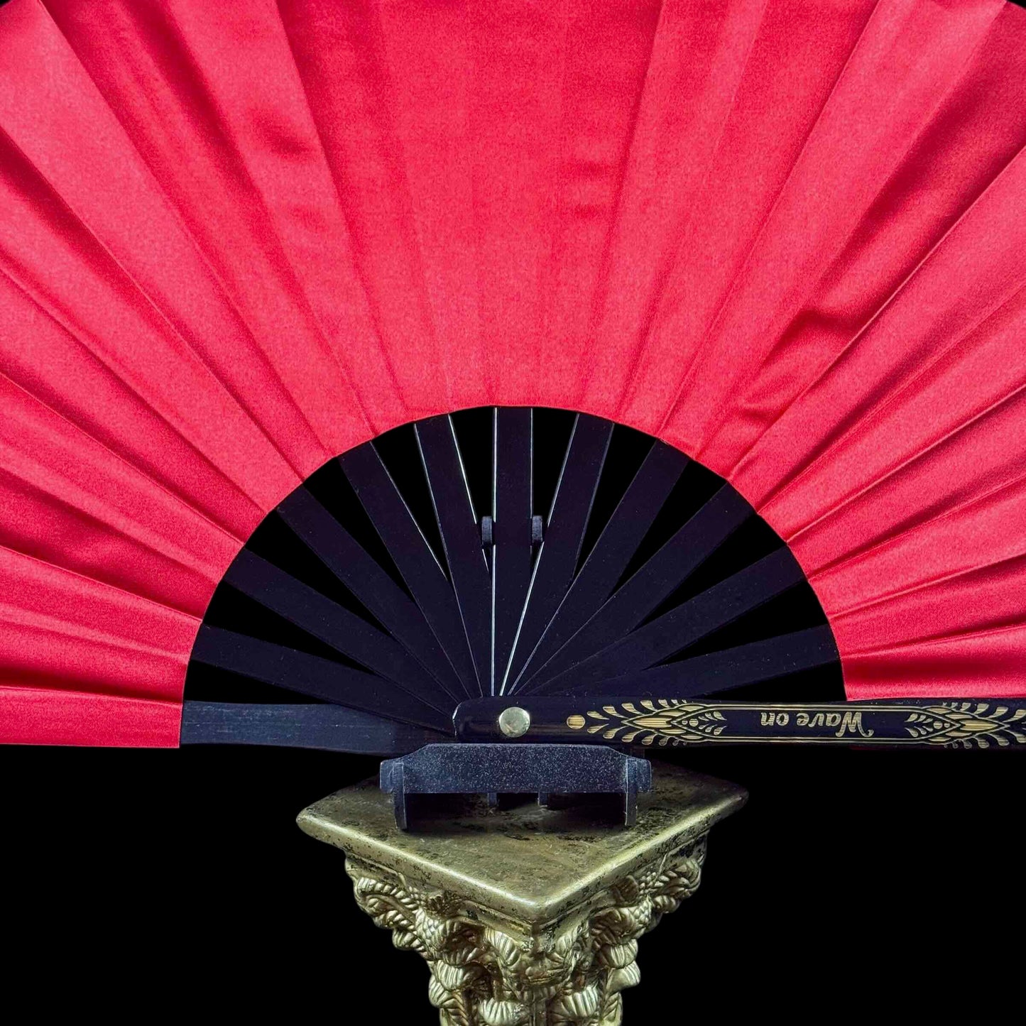 Handmade large bamboo rave fan with holster - Brocade Queen