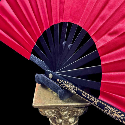 Handmade large bamboo rave fan with holster - Brocade Queen