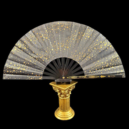 Handmade large bamboo rave fan with holster - Brocade Queen