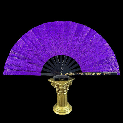Handmade large bamboo rave fan with holster - Brocade Queen