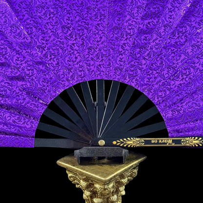 Handmade large bamboo rave fan with holster - Brocade Queen