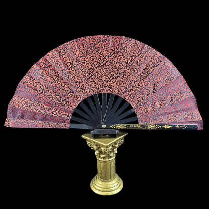 Handmade large bamboo rave fan with holster - Brocade Queen