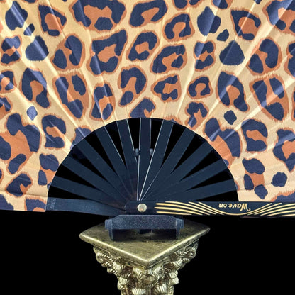 Handmade large bamboo rave fan with holster - Brocade Queen