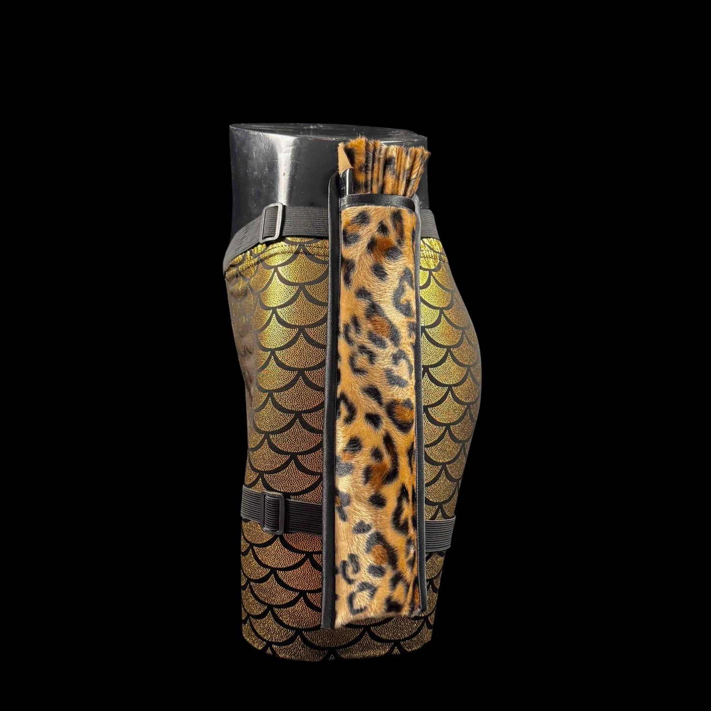 Handmade large bamboo rave fan with holster - Brocade Queen